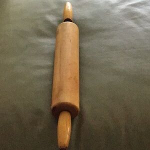 Vintage Wooden Rolling Pin made in 1940s By J C Davis Co of Detroit MI.  EUC.